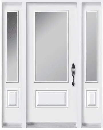 Porte d'entrée d'acier avec deux verres latéraux